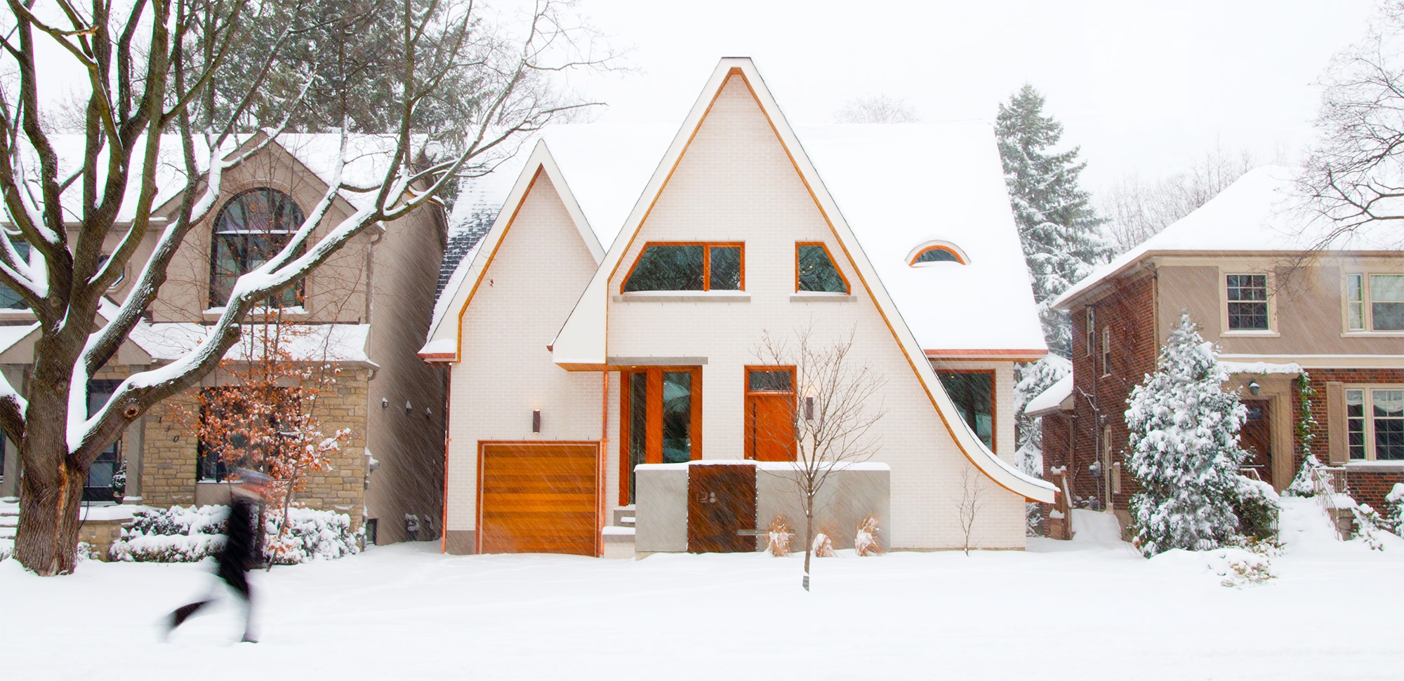 Houses covered in snow during winter season